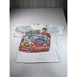 Vtg Jeff Gordon NASCAR Winston Cup 3 Time Champion All Over Print T-Shirt XL